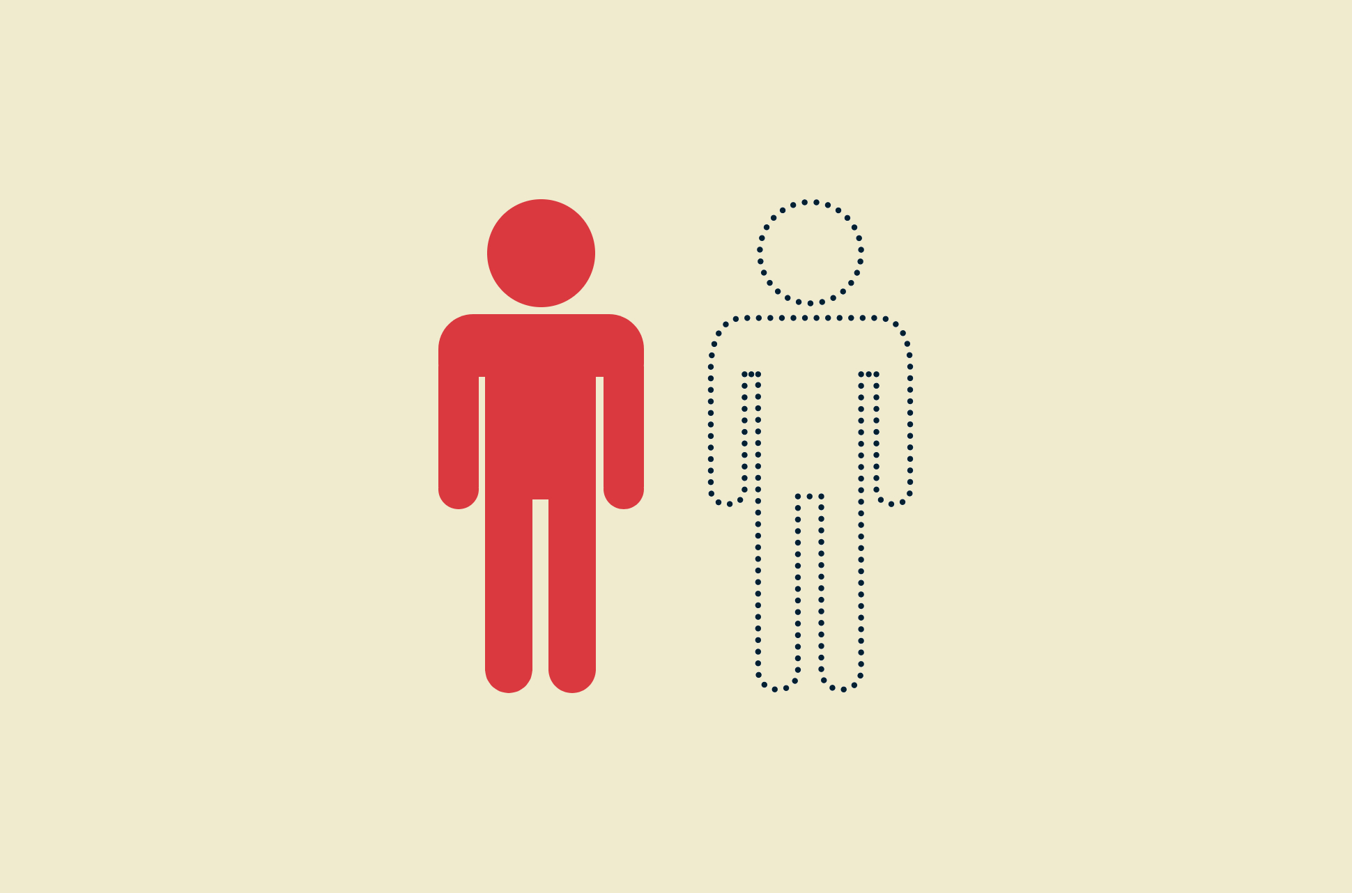 Two figures, one that's an outline.