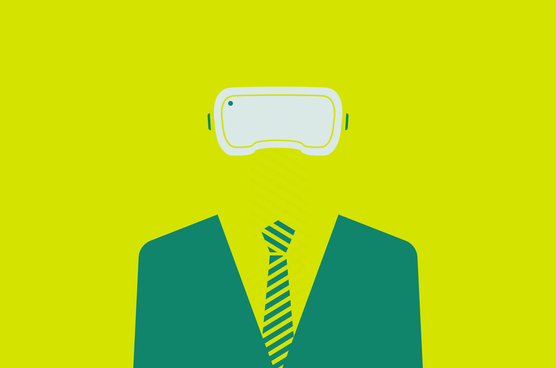 Person wearing a suit and tie and a headset.