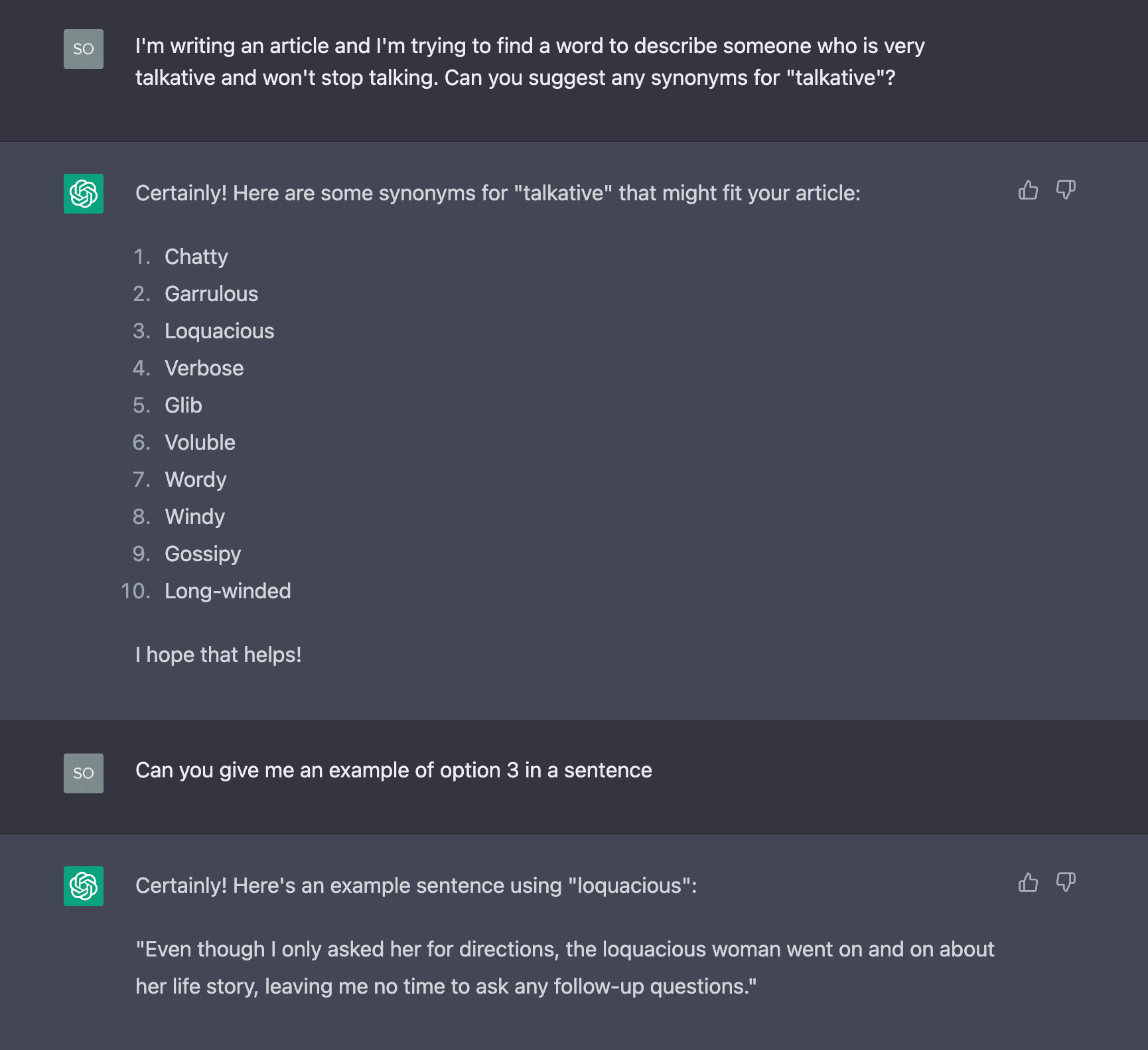 Loquacious Synonyms List