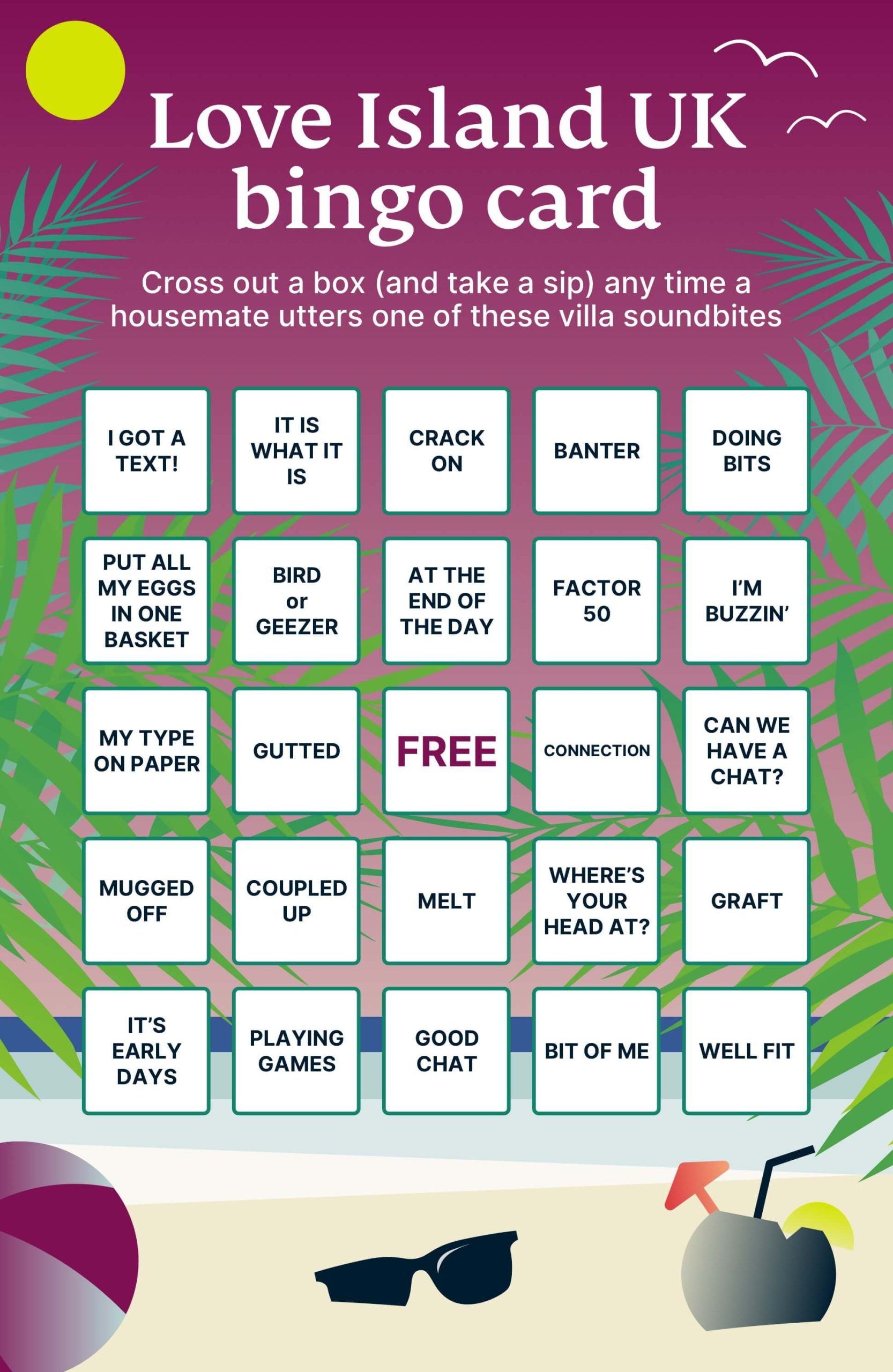 Love Island-bingobricka.