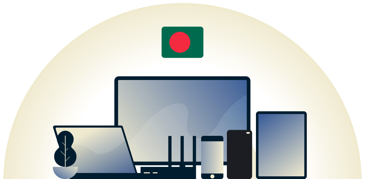 VPN en Bangladés protegiendo una gran variedad de dispositivos.